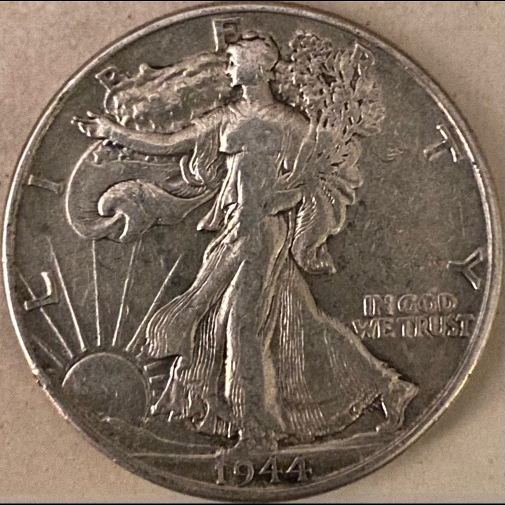 XF+ 1944 Walking Liberty 90% Silver US Half Dollar